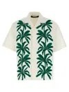 Jacquemus 'la Chemise Jean' Multicolor Shirt With Notched Collar And Palm Print On The Front In Green