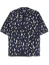Jacquemus 'la Chemise Jean' Blue Bowling Shirt With Cuban Collar And All-over Logo Motif In Blue