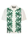 Jacquemus 'la Chemise Jean' Multicolor Shirt With Notched Collar And Palm Print On The Front In Green