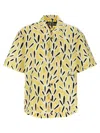 Jacquemus Yellow Cotton Jean Shirt With Playful Leaf Pattern In Multicolor