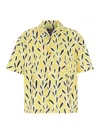 Jacquemus Yellow Cotton Jean Shirt With Playful Leaf Pattern In Yellow