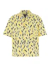 Jacquemus Yellow Cotton Jean Shirt With Playful Leaf Pattern In Yellow