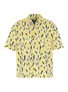 Jacquemus Yellow Cotton Jean Shirt With Playful Leaf Pattern In Yellow