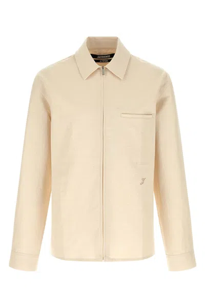 Jacquemus Mecano Shirt Buttoned Cuffs Pocket Back Graphic In Brown
