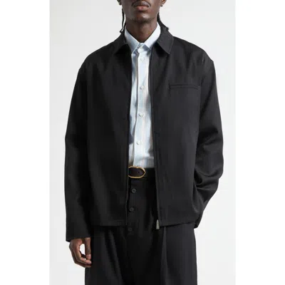 Jacquemus La Chemise Mecano Zip Workwear Shirt In Blue