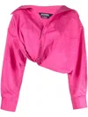 Jacquemus La Chemise Mejean Tucked Blouse In Pink