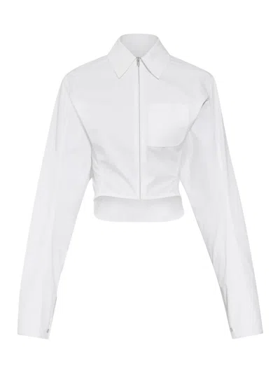 Jacquemus Shirt Le Chemise Mirada In White Cotton With Zipper