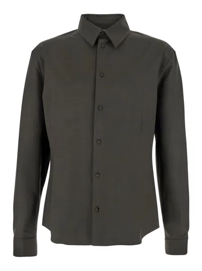 JACQUEMUS MONDANI GREEN SHIRT WITH CLASSIC COLLAR IN VIRGIN WOOL MAN