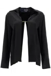 Jacquemus La Chemise Notte Black Satin Shirt With Logo Charm And Open Back Woman