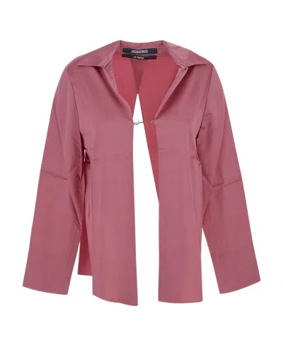 Jacquemus La Chemise Notte Logo-plaque Shirt In Pink