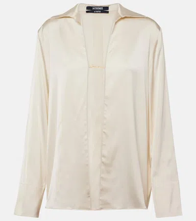 Jacquemus La Chemise Notte Satin Top In White