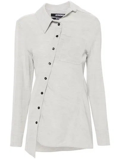 Jacquemus La Chemise Pablo Asymmetric Shirt In Gray