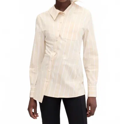 Jacquemus La Chemise Pablo In Jacquard Business Big Logo Stripes Beige/white In Neutral