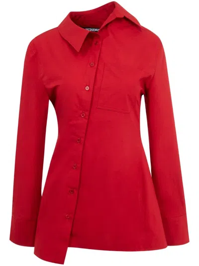 Jacquemus Long-sleeved Shirt In 480 Dark Red