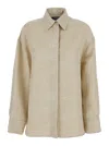 Jacquemus 'la Chemise Pasadena' Beige Shirt With Classic Collar And Dropped Shoulders In Multicolor