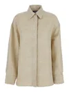 Jacquemus 'la Chemise Pasadena' Beige Shirt With Classic Collar And Dropped Shoulders In Beige