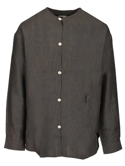 Jacquemus La Chemise Pastro Shirts Grey In Brown