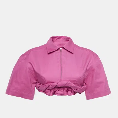 Pre-owned Jacquemus La Chemise Pink Silpa Cotton Blend Crop Shirt S