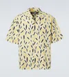 Jacquemus Yellow Cotton Jean Shirt With Playful Leaf Pattern In Multicoloured