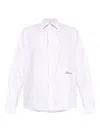 Jacquemus Men Shirt With Embroidered Logo And Herringbone Pattern In White