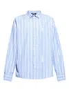 Jacquemus Simon Light Blue Shirt With All-over Stripe Motif And Logo Lettering In Cotton Man In Blue