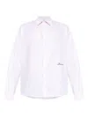 Jacquemus Men Shirt With Embroidered Logo And Herringbone Pattern In White