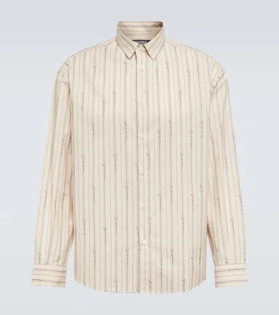 Jacquemus Simon Striped Long Sleeve Shirt In Yellow
