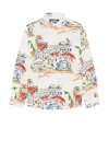 Jacquemus 'la Chemise Casaco' Multicolor Bowling Shirt With Graphic Print In Print Capri Cars White
