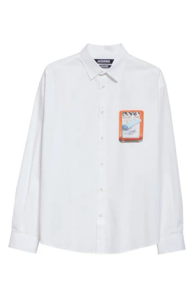 JACQUEMUS JACQUEMUS LA CHEMISE SIMON SARDINE GRAPHIC BUTTON-UP SHIRT