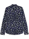 Jacquemus 'la Chemise Jean' Blue Shirt With Spread Collar And All-over Logo Motif In Blue