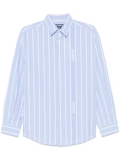 Jacquemus Simon Striped Shirt Buttoned Cuffs In Blue