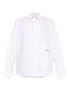 Jacquemus Men Shirt With Embroidered Logo And Herringbone Pattern In White