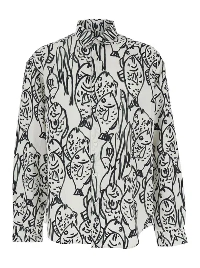 JACQUEMUS 'LA CHEMISE SIMON' WHITE SHIRT WITH ALL-OVER PRINTED MOTIF