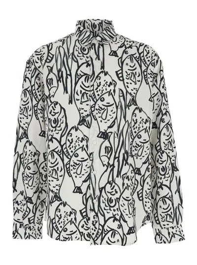 Jacquemus 'la Chemise Simon' White Shirt With All-over Printed Motif