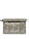 Jacquemus La Petit Pochette Rond Snakeskin-embossed Clutch Bag In Neutrals