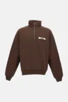 Jacquemus Grosgrain Sweatshirt With Turtleneck And Half-zip Closure In Brown