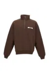 Jacquemus Grosgrain Sweatshirt With Turtleneck And Half-zip Closure In Brown