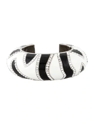 Pre-owned Jacquemus La Croisière Cuff Bracelet, 6.25" In Black/clear/white