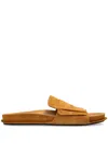 Jacquemus Tan Suede Loafer Sandals In Animal Print
