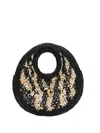 Jacquemus Small Circle Raffia Beach Top Handle Bag In Black