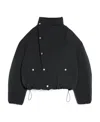 Jacquemus Asymmetric Buttoned Highneck Puffer Jacket In Black