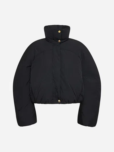 Jacquemus Cropped Black Puffer Jacket With Oversized Sleeves In Multi