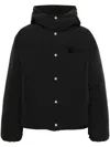 Jacquemus Logo Patch Hooded Puffer Jacket In Black