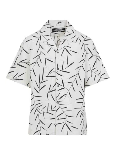 Jacquemus Leaf-print Short-sleeved Shirt In White
