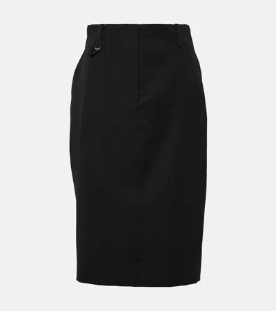 Jacquemus La Jupe Bari Virgin Wool Midi Skirt In Black