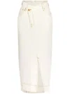 Jacquemus De-nimes Crosswaist Midi Denim Skirt In Neutrals