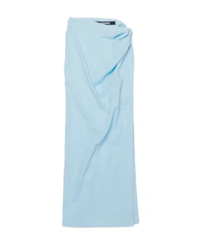 Jacquemus La Jupe Draggiu Draped Maxi Skirt In Blue