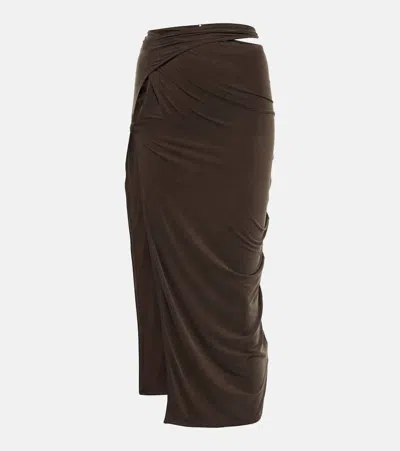 Jacquemus Espelho Cut-out Detailed Midi Skirt In Brown