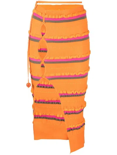 Jacquemus La Jupe Maille Concha Midi Skirt In Orange