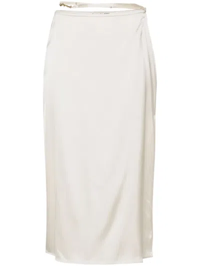 Jacquemus La Jupe Notte Stretch Satin Midi Skirt In White